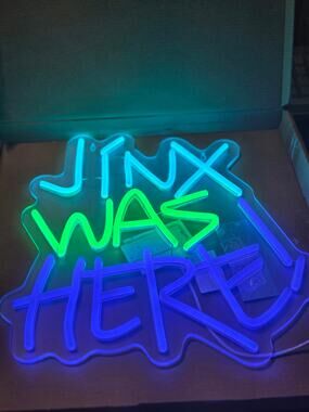 Jinx Was Here LED Neon Sign Multicolor Gaming Room Wall Decor Open Box